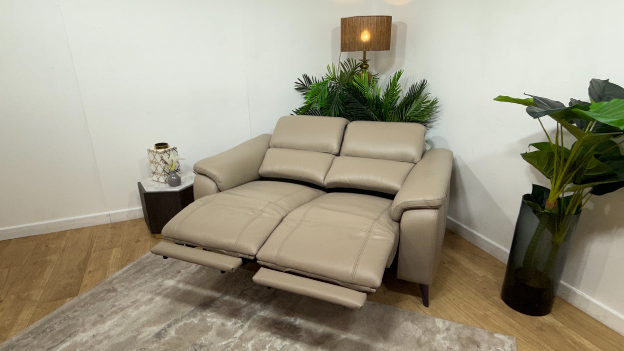 Sofology Bailey Leather 2 Seater Power Recliner/Headrest in Trusty Embossed Stone
