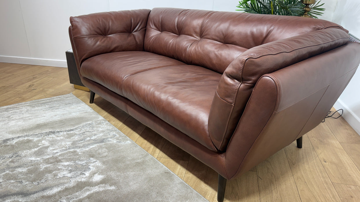 Sofology Hygge Leather 3 Seater in Relaxed Soft Brown