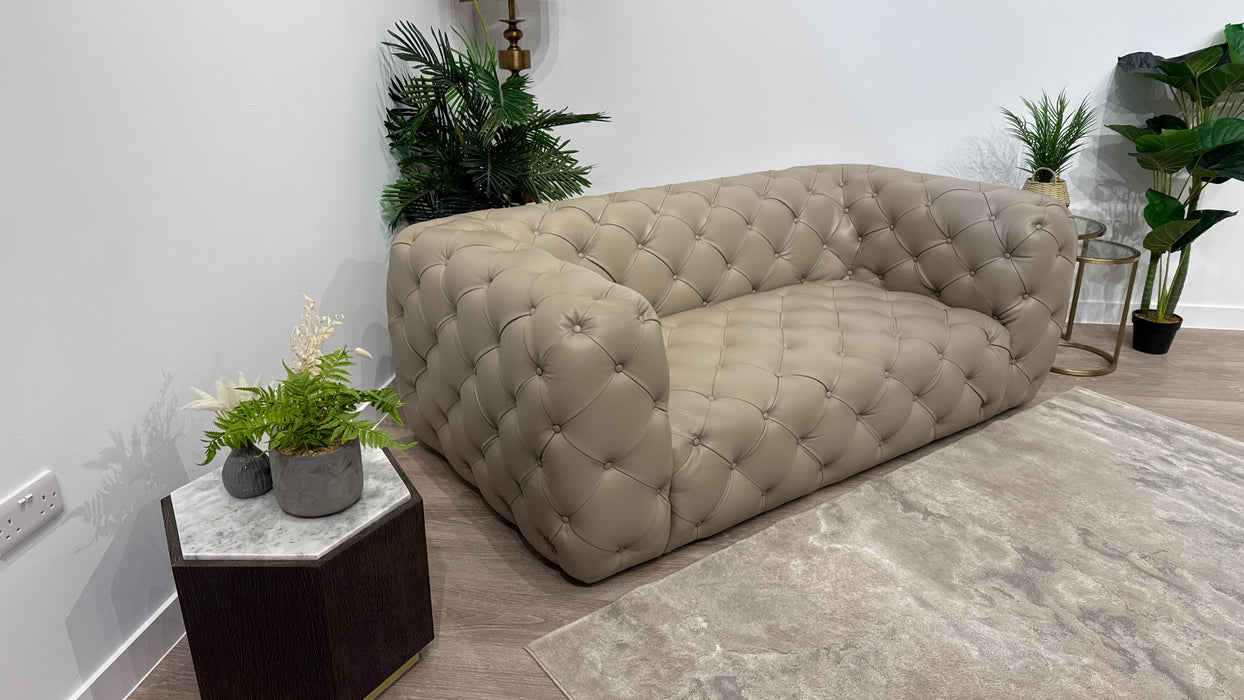 Sofology Venezia Leather 2 Seater in Trusty Embossed Stone