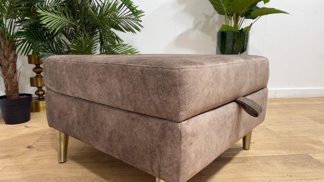 Sofology Hackney Fabric Storage Memory Foam Footstool in Lifestyle Dapple Mocha