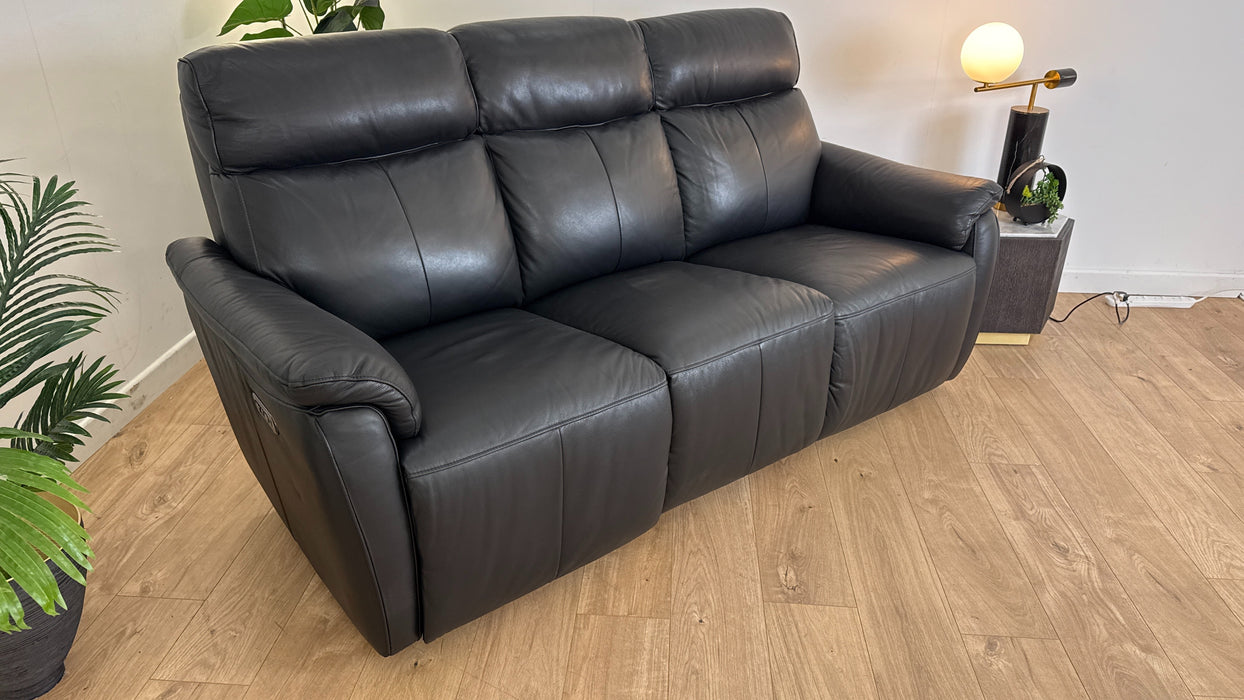 Parker 3 Seater - Leather Power Reclining Sofa - Jet Black