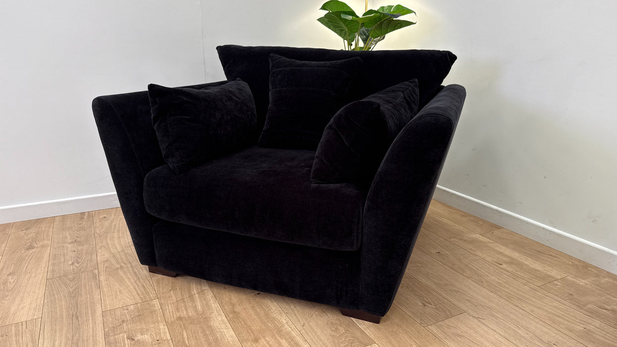 Sofology Calista Fabric Loveseat Full Back in Soft Chenille Ebony