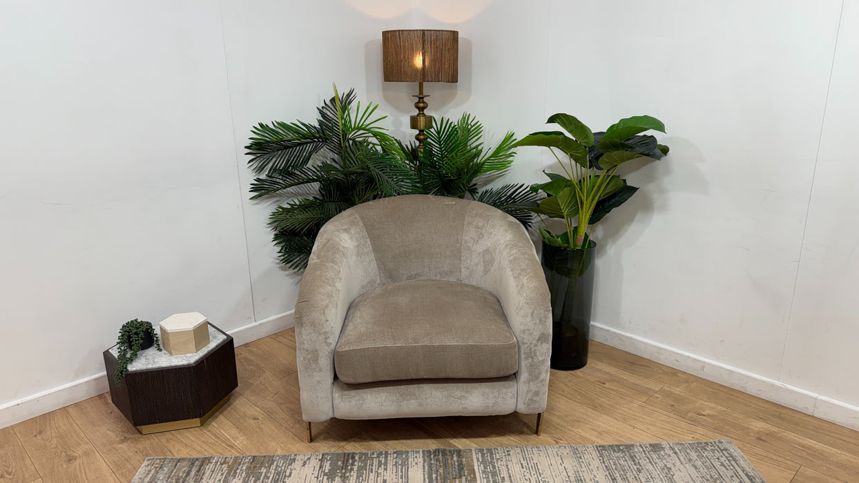 Sofology Oscar Fabric Accent Chair in Fine Textured Chenille Stone