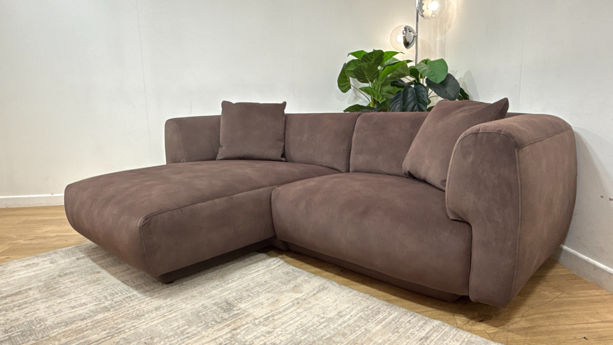 Sofology Nuvole Fabric Chaise 3 Seater in Lifestyle Mottled Dark Chocolate