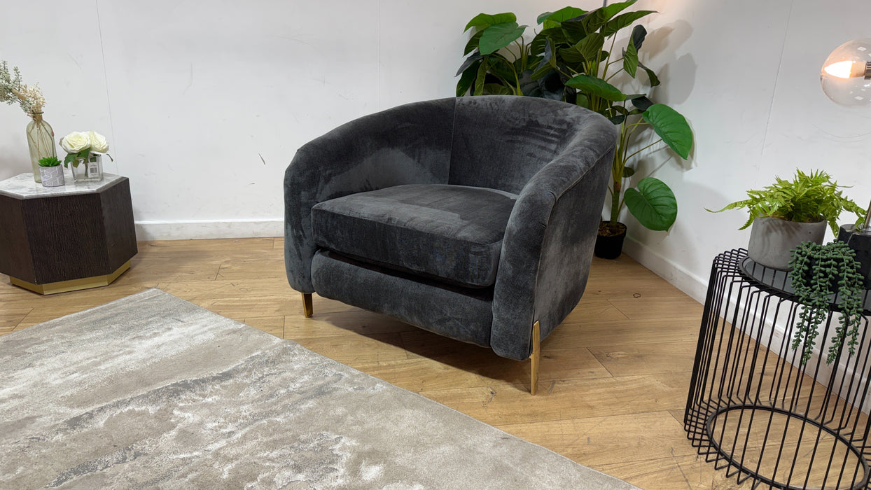 Sofology Oscar Fabric Accent Chair in  Fine Textured Chenille Charcoal Mix