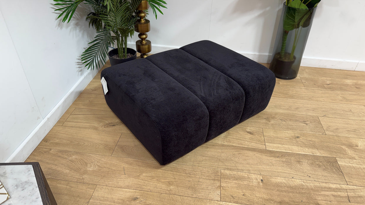Sofology Waldorf Fabric Storage Footstool in Soft Sherpa Ebony