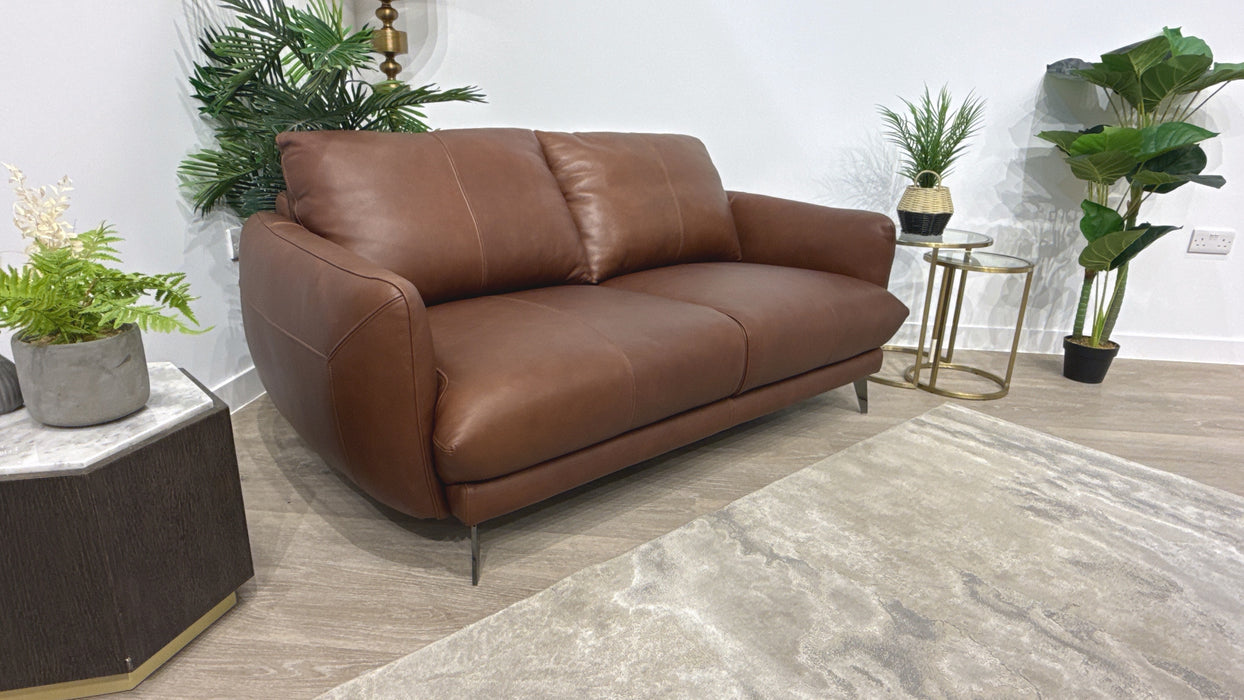 Sofology Adler Leather 2 Seater in Relaxed Soft Brown