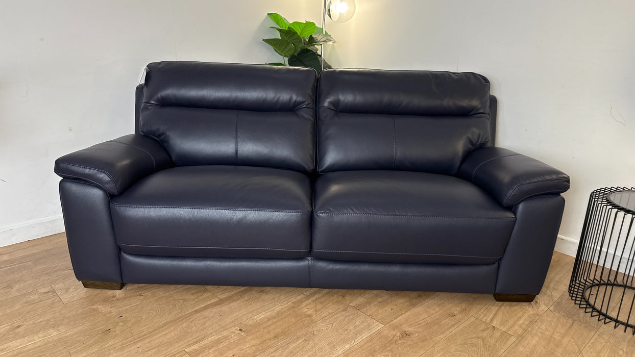 DFS Tristan 3 Seater Leather Sofa in Denim Blue