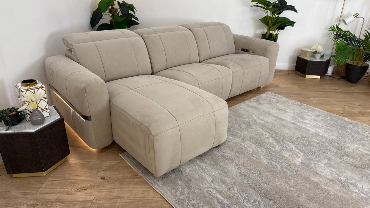 Sofology Lumiere Fabric Recliner Chaise 4 in Stone