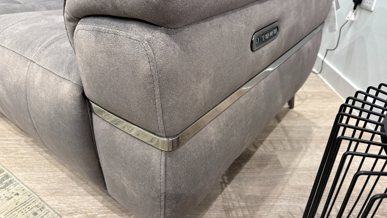 Sofology Milan Fabric 2 Seater Power Recliner/Headrest and Lumbar with Trim in Lifestyle Flecked Mocha