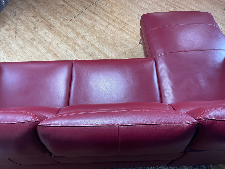 Missouri 3 Seat Chaise - Leather Power Reclining Sofa - Cranberry