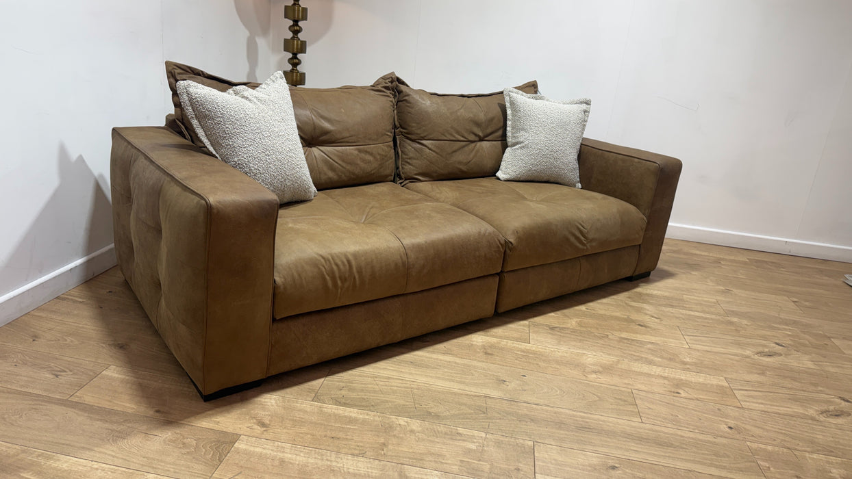 Sofology Artisan Leather 4 Seater Split in Character Tan/Natural Mix