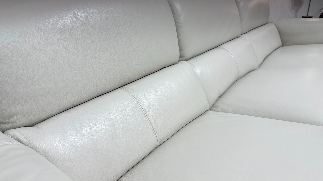 Sofology Illinois Leather Chaise 3 Seater Power Recliner/Headrest in Trusty Soft Sheen Mist