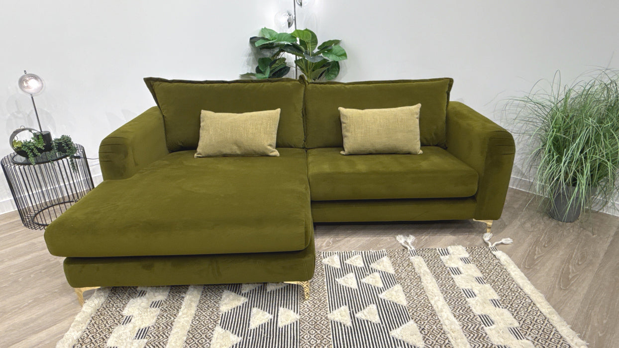 Sofology Eastwood Grande Chaise Fabric Sofa in Moss Velvet