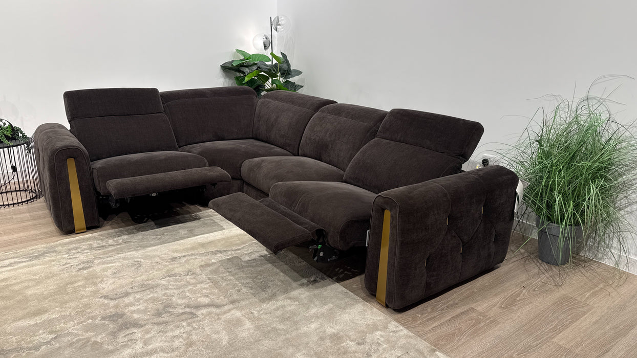 Sofology Kingsbridge 1.5 Corner 3 Recliner in Relaxed Chenille Raisin
