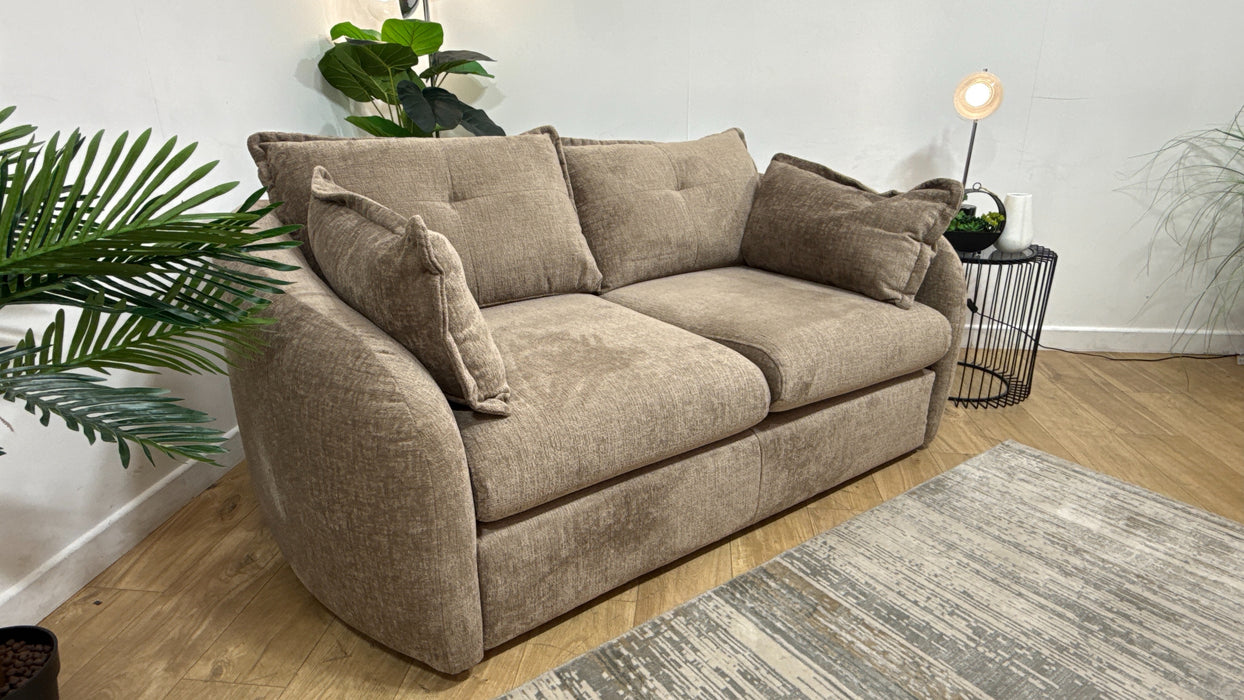 Sofology Portobello Fabric 2 Seater Sofabed Sprung Seats Hybrid Pocket Mattress in Teddy Chenille Mink Mix