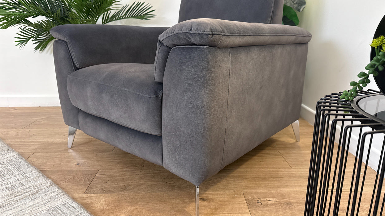 Sofology Illinois Fabric Chair Power Recliner/Headrest in Lifestyle Mottled Charcoal