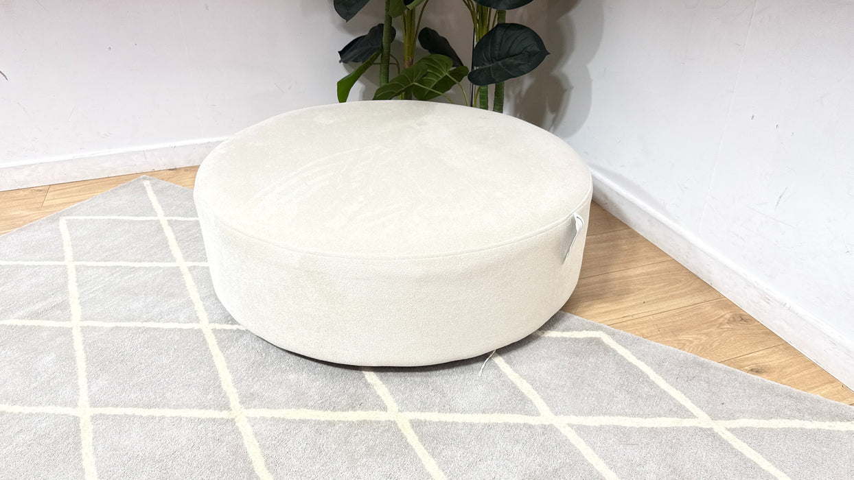 Sofology Ascot Fabric Designer Footstool in Textured Chenille Natural