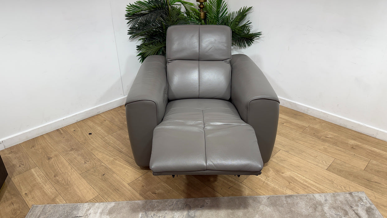 Sofology Riviera Leather Chair Power Recliner/Headrest in Trusty Embossed Elephant