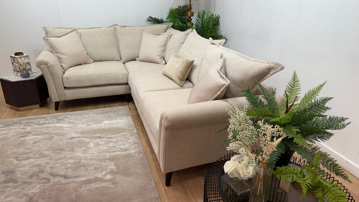 Sofology Beaumont Fabric 1 Corner 3 Foam Seats in Linen Look Chenille Natural Mix