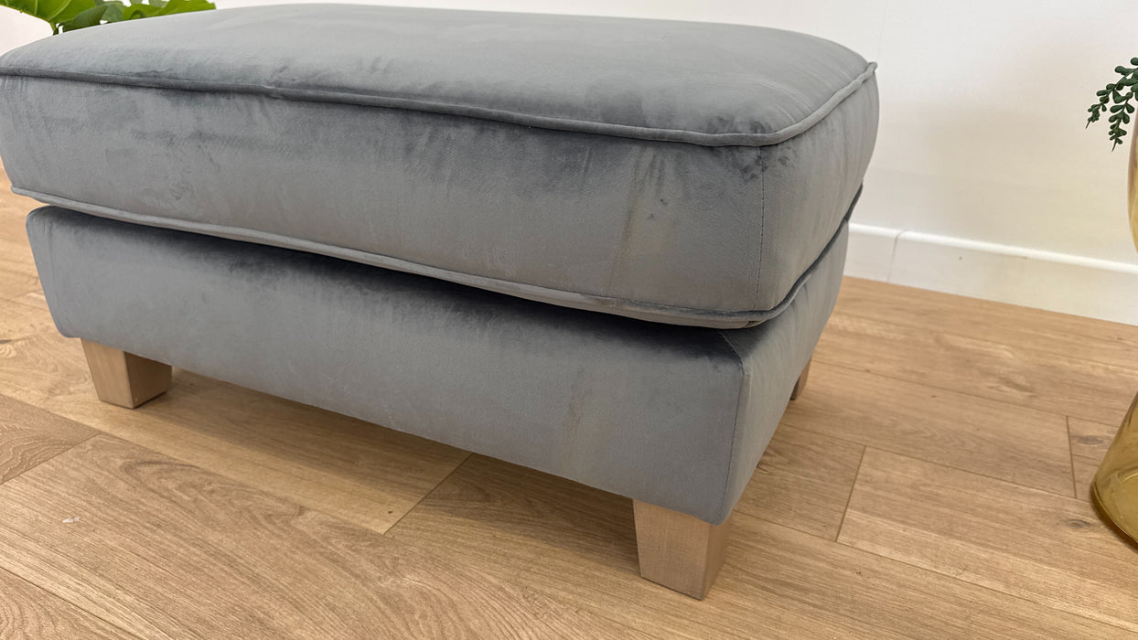 Canterbury Fabric Combi Footstool -  Velvet Granite All Over