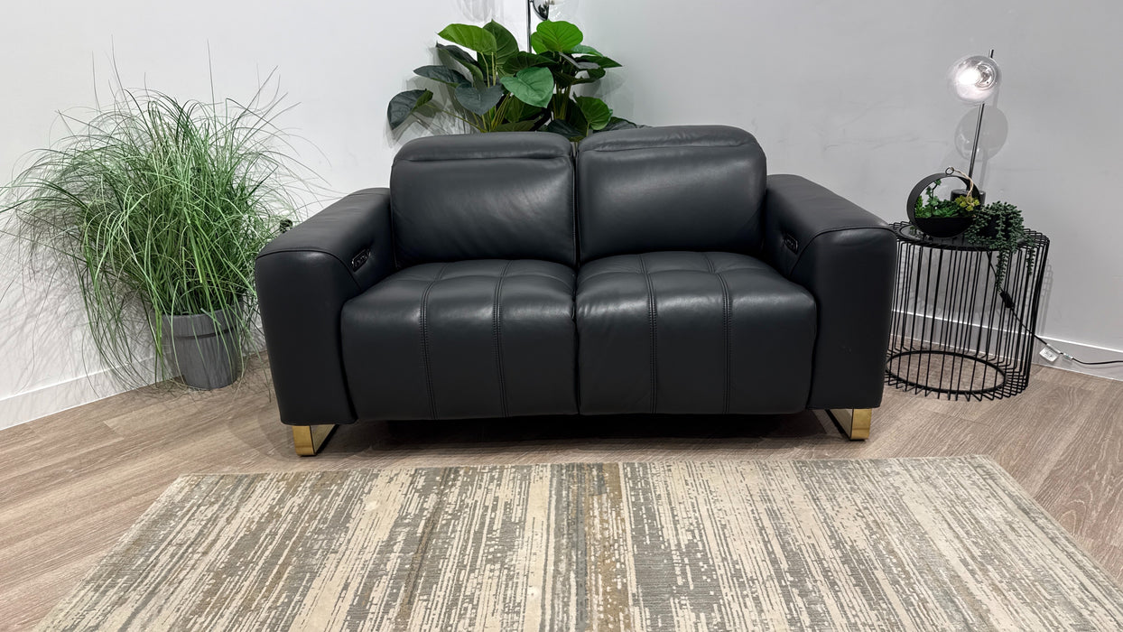Sofology Marvella Leather 2 Seater Power Recliner in Trusty Sheen Jet Black