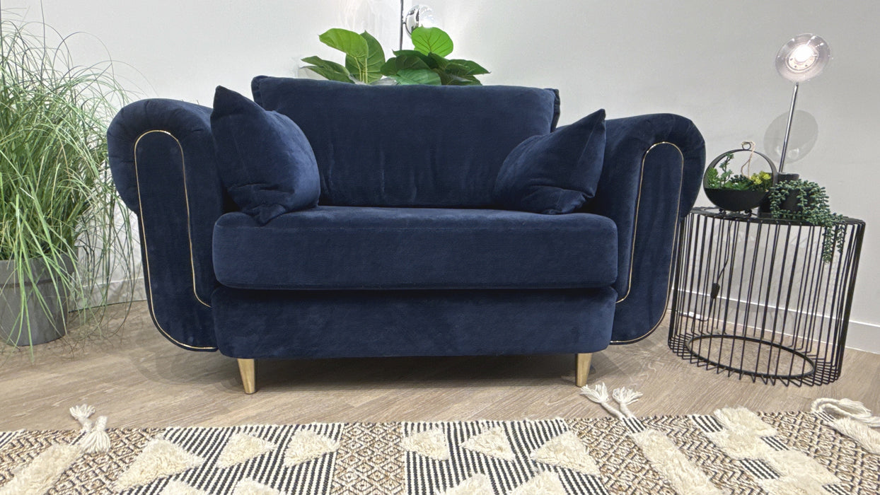 Sofology Chamonix Fabric Loveseat in Chenille Navy