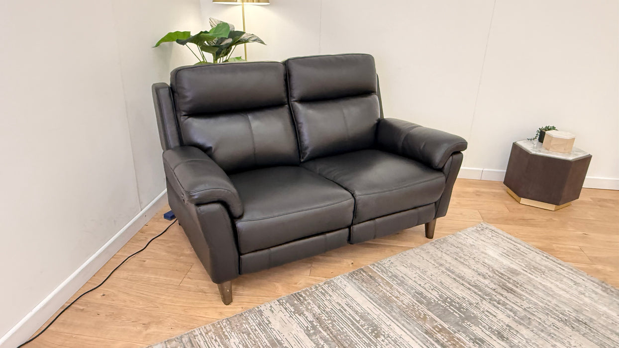 Sofology Lucca Leather 2 Seater Power Recliner in Trusty Soft Sheen Black