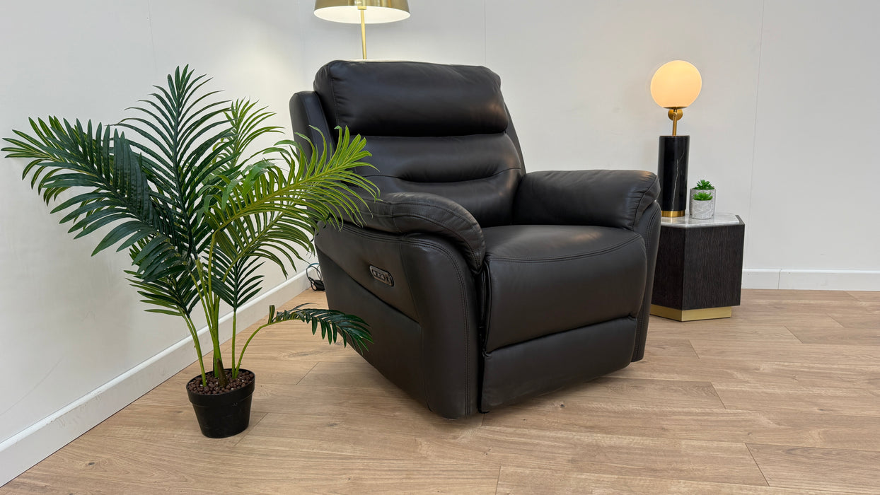 Broxton Leather Chair - Power recliner - Power headrest - Black Coffee