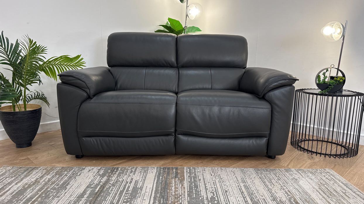 Sofology The Hugo Leather 2 Seater in Trusty Embossed Leather Charcoal