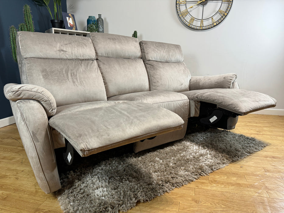 Parker Fabric 3 Seater - Velvet Mink - Manual Recliner ( WA2 )