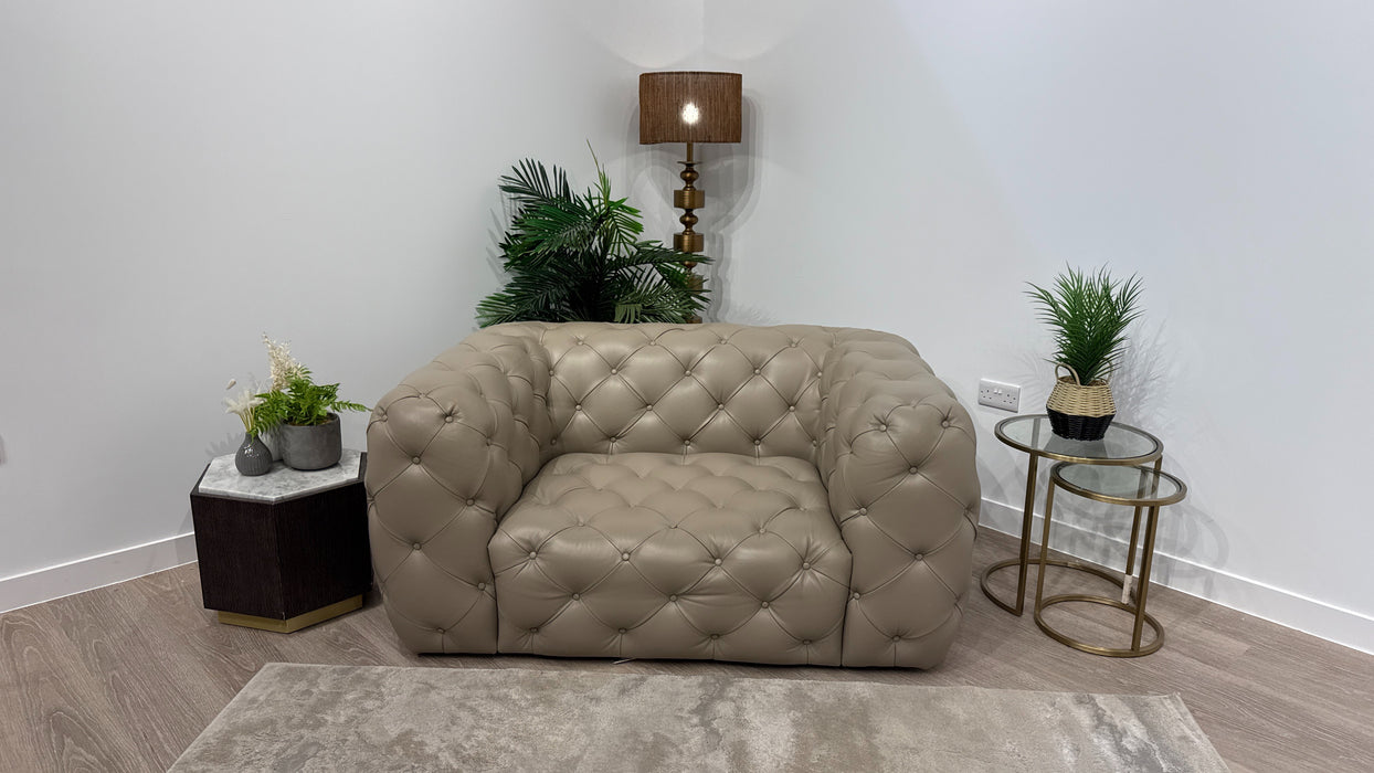 Sofology Venezia Leather Loveseat in Trusty Embossed Stone