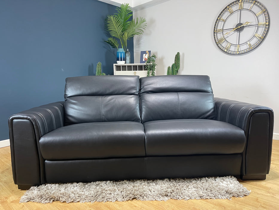 Mason 3 Seater Trusty Embossed Jet Black Leather (WA2)