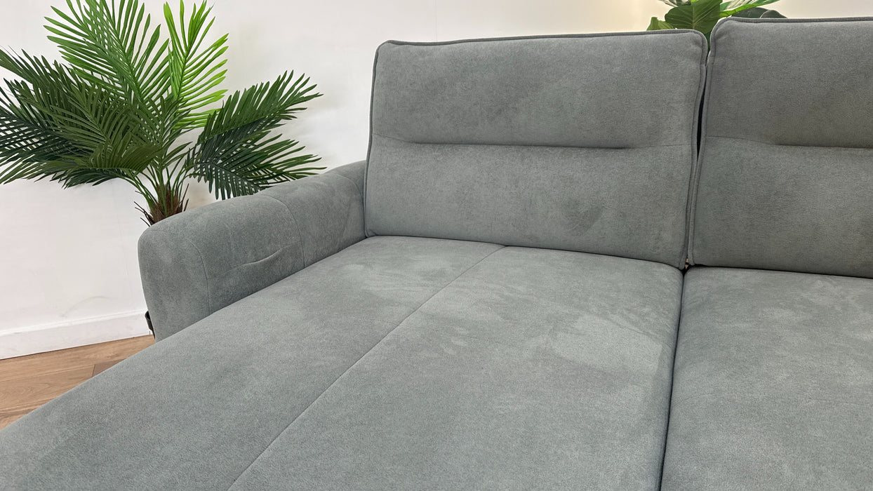 Sofology Sanctuary Fabric 3 Seater Double Power Chaise Motion Back in Soft-Sherpa Seafoam