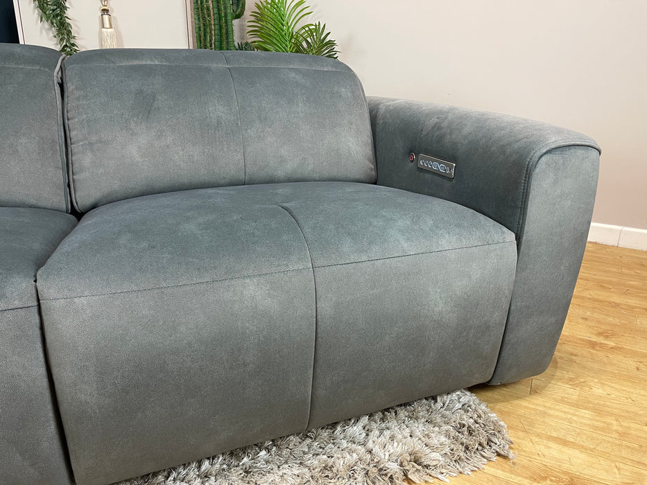 The Riviera Fabric 2.5 Seater - Lifestyle Flecked Mineral Green - Power Headrest Power Recliner Heated Seat (WA2)