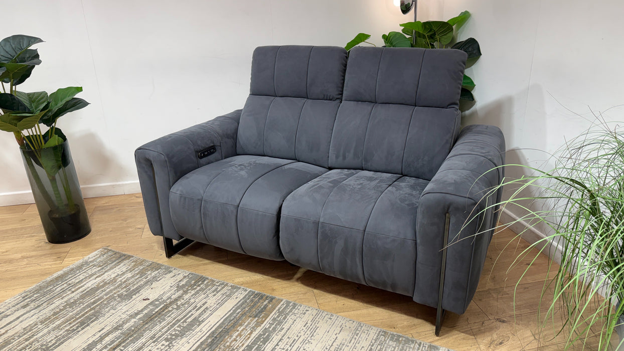 Sofology Paramount Fabric 2 Seater Power Recliner/Headrest Speakers in Lifestyle Nubuck Feel Charcoal