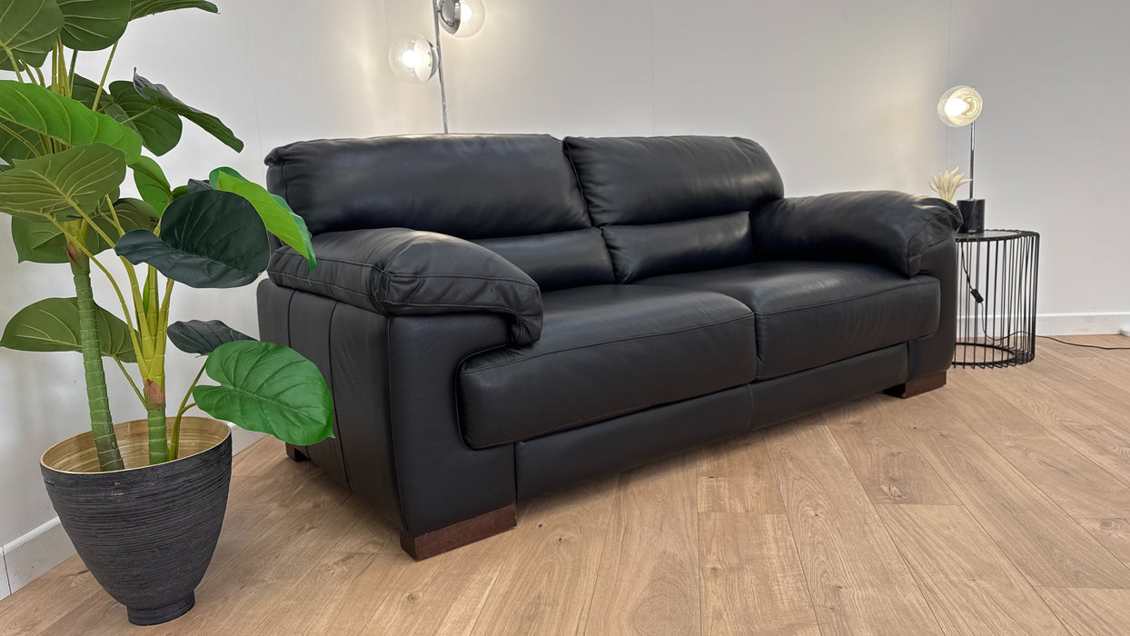 Santino 2 Seater - Leather Sofa - Hampshire Black