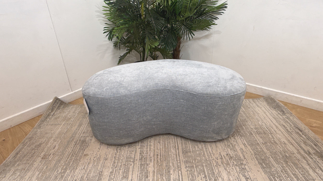 Sofology Chloe Designer Footstool in Linen Look Chenille Sky