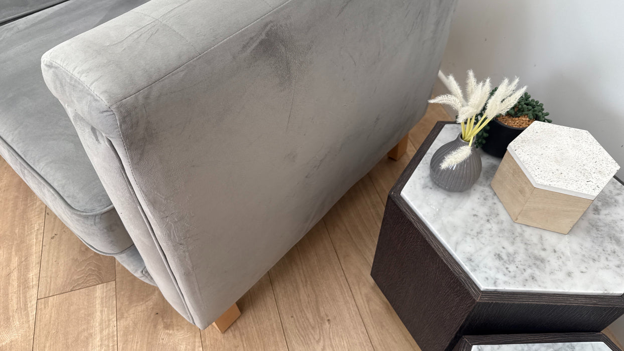 Sofology Fluted Isla Fabric 2 Seater in Velluto Silver