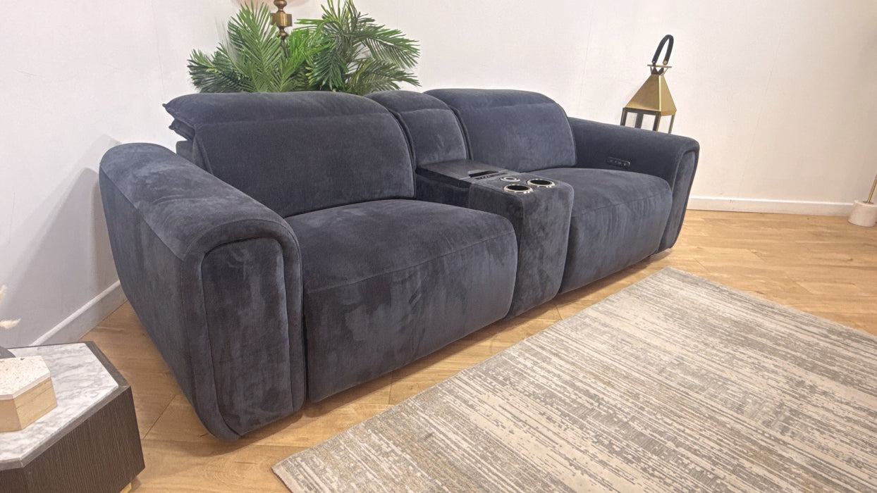 Sofology Premiere Fabric 2.5 Seater Smart Console Power Recliner/Headrest in Relaxed Chenille Ink