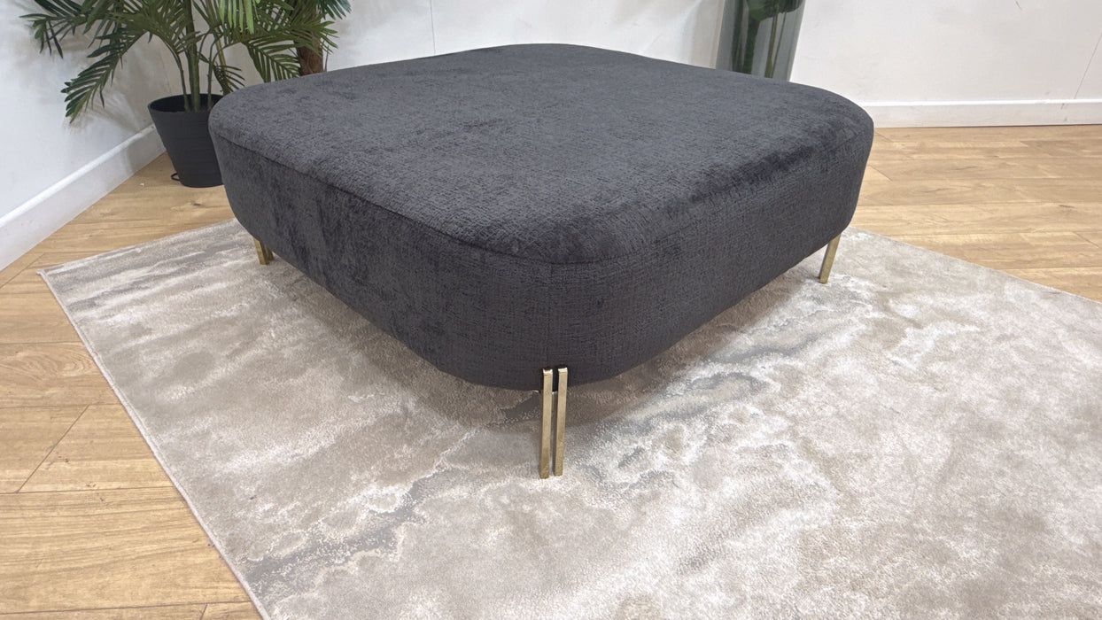 Sofology The Westwood Designer Footstool in Chenille Black Allover