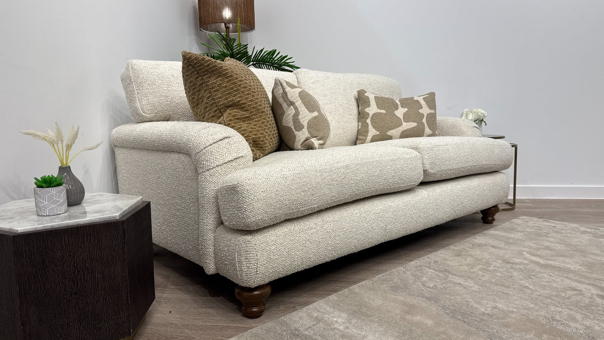 Sofology Hampton Fabric 2 Seater in Chunky Knit Chenille Natural/Burnt Sienna Mix