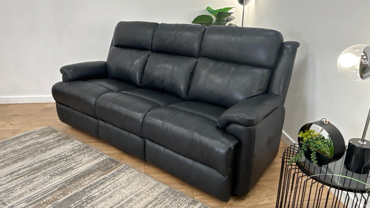 Sofology Gracie Leather 3 Seater in Trusty Sheen Navy