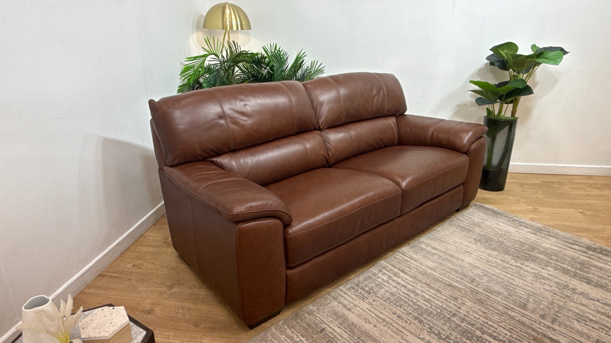 Sofology Santina Leather 3 Seater in Relaxed Soft Leather Brown