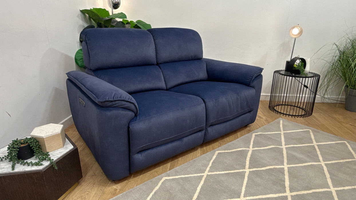 Sofology Hugo Fabric 2 Seater Power Recliner/Headrest in Lifestyle Flecked Navy