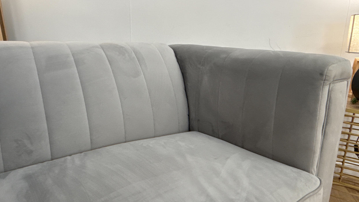 Sofology Fluted Isla Fabric 3 Seater in Velluto Silver