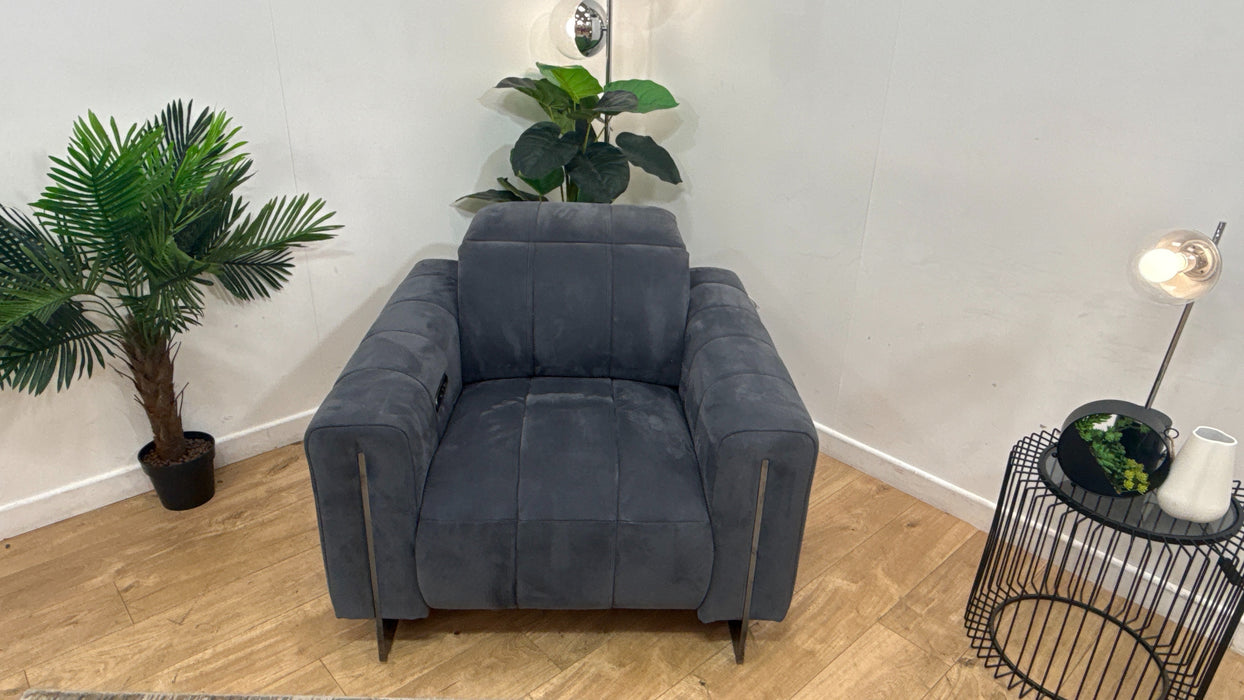 Sofology Paramount Fabric Chair Power Recliner/Headrest Speakers in Lifestyle Nubuck Feel Charcoal