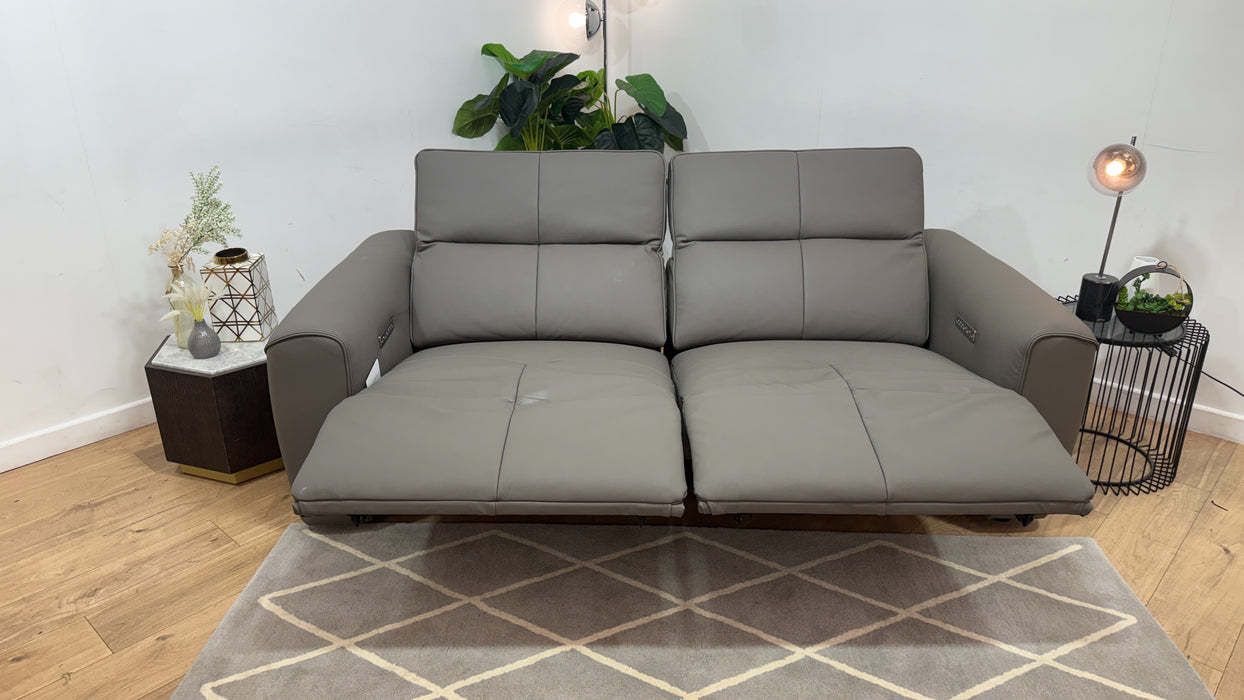 Sofology Riviera Leather 2.5 Seater Power Recliner/Headrest in Trusty Super Matt Storm Grey