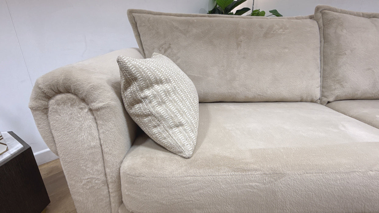 Sofology Chamonix Grande Sofa in Soft Short Pile Faux Fur Natural Mix