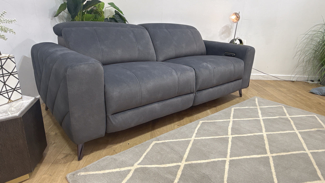 Sofology Allure Fabric 2.5 Seater Power Recliner/Headrest Lumbar Support in Lifestyle Flecked Charcoal
